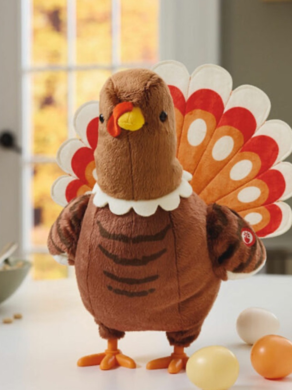 Hallmark Brown Plush Thanksgiving Turkey with Red and Orange Tail Feathers